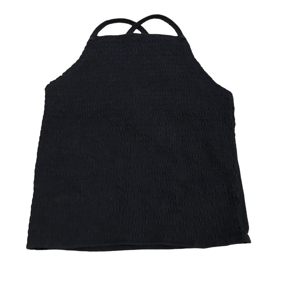 3/$15 Hollister black smock halter crop top